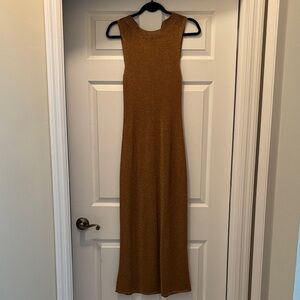 Sezane Metallic Gold Sleeveless Maxi Dress